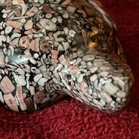 Vtg Crinoid Fossil Carved Turtle Sculpture, Small Paperweight, Collectable Stone - Picture 5 of 5